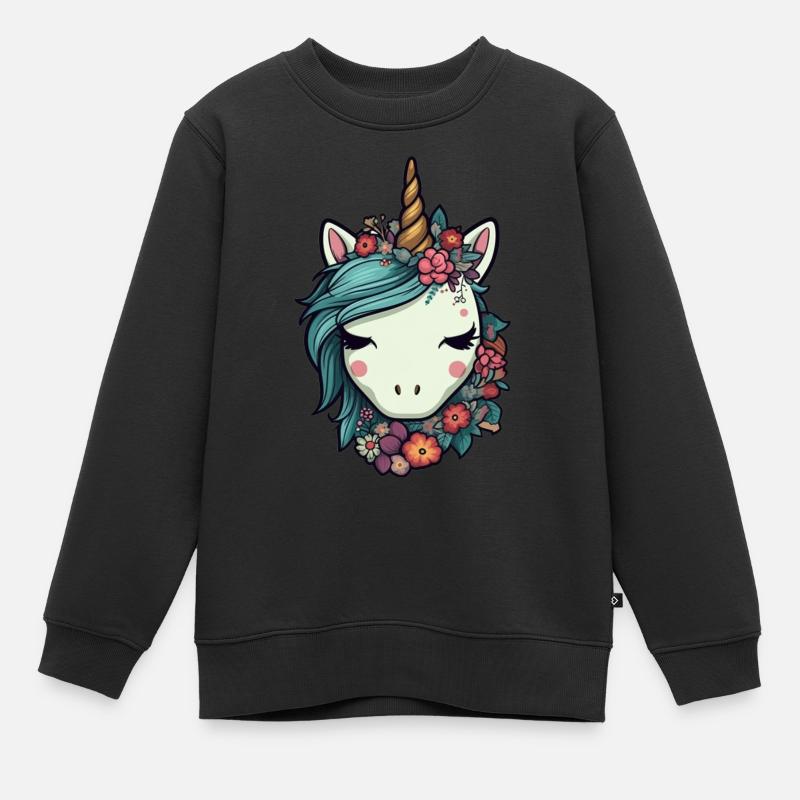 Licorne mignonne - Sweat Premium enfant bio - noir