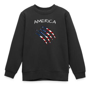 United States of America, USA, America  - Kinder Premium Organic Sweatshirt - Schwarz - Vorne - AI Model Kid Female (0cm)