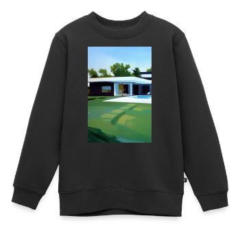 White villa with pool - Kids Premium Organic Sweatshirt - black - Front - AI Model Kid Female (0cm)