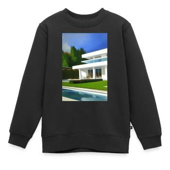 Weiße Villa mit Pool - Kinder Premium Organic Sweatshirt - Schwarz - Vorne - AI Model Kid Female (0cm)