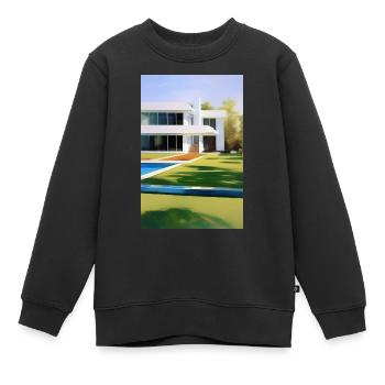 Weiße Villa mit Pool - Kinder Premium Organic Sweatshirt - Schwarz - Vorne - AI Model Kid Female (0cm)
