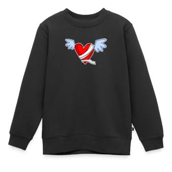 Coeur Ange Ailes d’Ange - Sweat Premium enfant bio - noir - Devant - AI Model Kid Female (0cm)