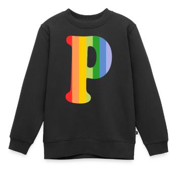 Letter P Rainbow - Kids Premium Organic Sweatshirt - black - Front - AI Model Kid Female (0cm)