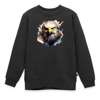 Aigle royal Fauconnier Chasseur Désert Aigle à queue blanche - Sweat Premium enfant bio - noir - Devant - AI Model Kid Female (0cm)