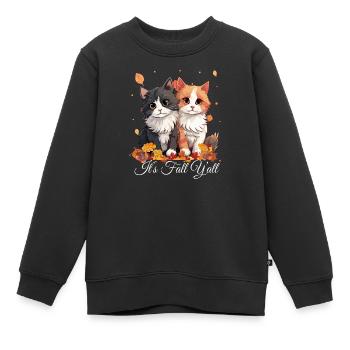 Es ist Herbst, ihr alle Herbst-Kätzchenblätter - Kinder Premium Organic Sweatshirt - Schwarz - Vorne - AI Model Kid Female (0cm)