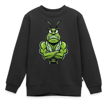 Bodybuilder Grasshopper - Sweat Premium enfant bio - noir - Devant - AI Model Kid Female (0cm)