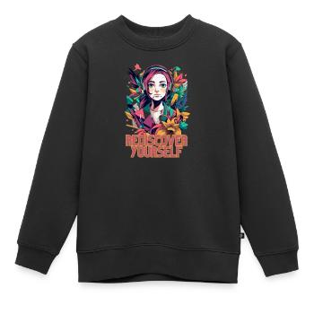 Rediscover Yourself- Trendy Aesthetic Graphic - Kinder Premium Organic Sweatshirt - Schwarz - Vorne - AI Model Kid Female (0cm)