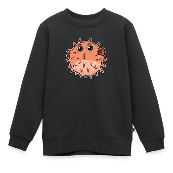 Poisson-globe - Sweat Premium enfant bio - noir - Devant - AI Model Kid Female (0cm)