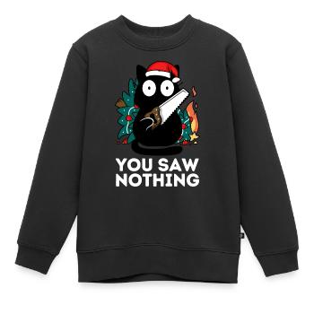 Weihnachten - Du hast nichts gesehen - Katzentannenbaum - Kinder Premium Organic Sweatshirt - Schwarz - Vorne - AI Model Kid Female (0cm)