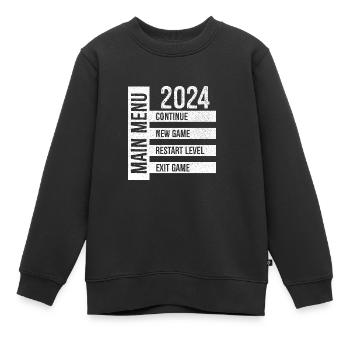 Menu principal Continuer Nouveau jeu Redémarrer le niveau Quitter - Sweat Premium enfant bio - noir - Devant - AI Model Kid Female (0cm)