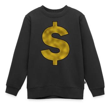 Signe du dollar en or - Sweat Premium enfant bio - noir - Devant - AI Model Kid Female (0cm)