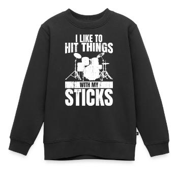 Blague drôle de batteur - Sweat Premium enfant bio - noir - Devant - AI Model Kid Female (0cm)