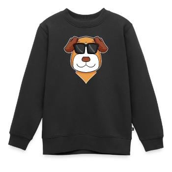 Jack Russell Terrier Hund mit Brille - cooler Hund - Kinder Premium Organic Sweatshirt - Schwarz - Vorne - AI Model Kid Female (0cm)