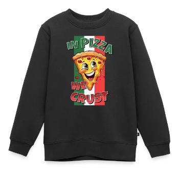 Dans Pizza Nous Croûte Pizza Tranche Visage Rire Drôle - Sweat Premium enfant bio - noir - Devant - AI Model Kid Female (0cm)