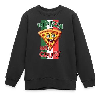 Dans Pizza Nous Croûte Pizza Tranche Visage Rire Drôle - Sweat Premium enfant bio - noir - Devant - AI Model Kid Female (0cm)