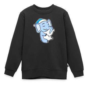 Elefant mit Kissen und Schlafmütze - Kinder Premium Organic Sweatshirt - Schwarz - Vorne - AI Model Kid Female (0cm)