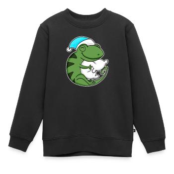 Caméléon avec oreiller et bonnet de sommeil - Sweat Premium enfant bio - noir - Devant - AI Model Kid Female (0cm)