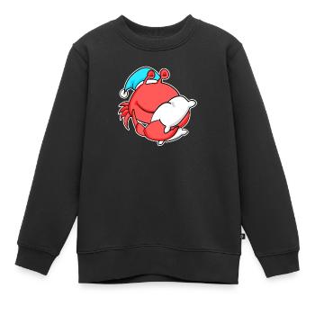 Krabbe mit Kissen und Schlafmütze - Kinder Premium Organic Sweatshirt - Schwarz - Vorne - AI Model Kid Female (0cm)