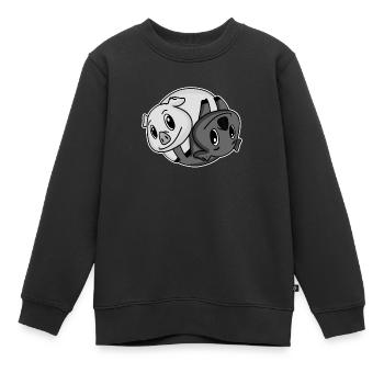 Cochons Yin Yang - Sweat Premium enfant bio - noir - Devant - AI Model Kid Female (0cm)