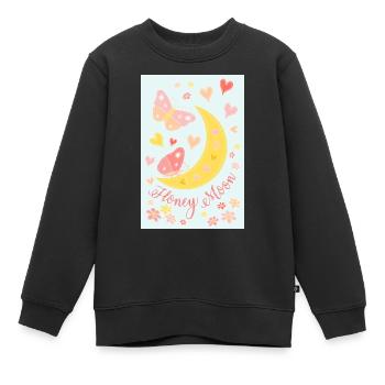 Lune de miel lune de miel fleurs papillons affiche bleu - Sweat Premium enfant bio - noir - Devant - AI Model Kid Female (0cm)