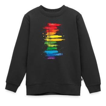 Dezentes und cooles Regenbogen-Design mit tropfender Pride-Flagge - Kinder Premium Organic Sweatshirt - Schwarz - Vorne - AI Model Kid Female (0cm)