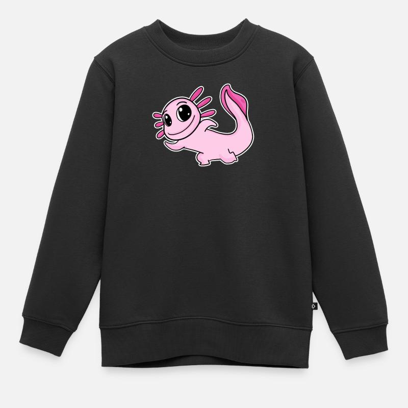 Motif Axolotl Rose - Sweat Premium enfant bio - noir