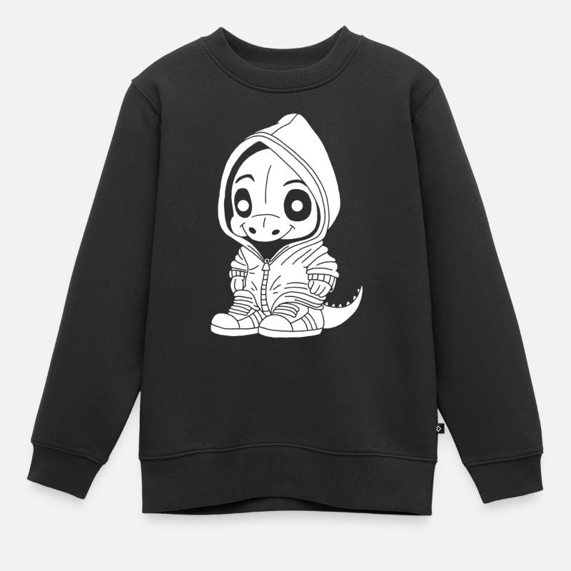 Petit dinosaure (blanc) - Sweat Premium enfant bio - noir