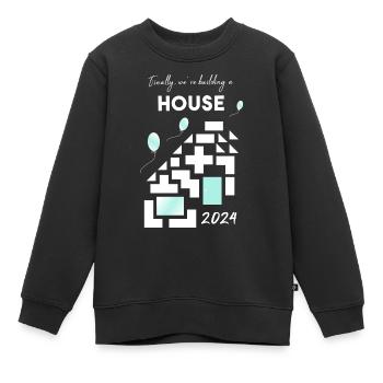 Construire une maison maison - Sweat Premium enfant bio - noir - Devant - AI Model Kid Female (0cm)