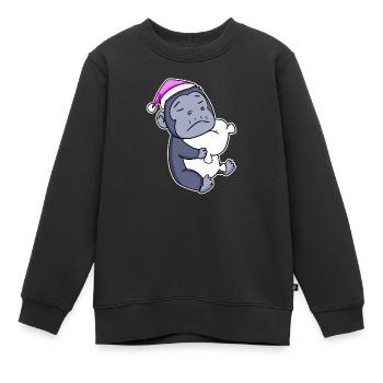 Gorilla Müde Ausschlafen Schlafen Mädchen - Kinder Premium Organic Sweatshirt - Schwarz - Vorne - AI Model Kid Female (0cm)