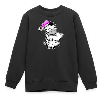 Zebra Müde Ausschlafen Schlafen Mädchen - Kinder Premium Organic Sweatshirt - Schwarz - Vorne - AI Model Kid Female (0cm)