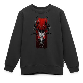 Illumination infernale : Crâne de chèvre démoniaque avec - Sweat Premium enfant bio - noir - Devant - AI Model Kid Female (0cm)