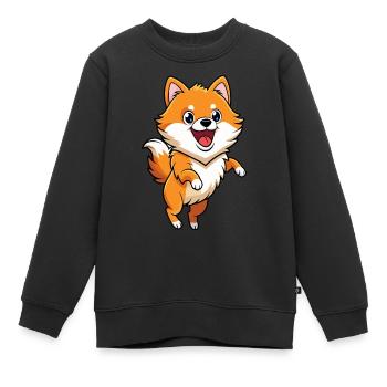 Energetic Pomeranian Bouncing with Excitement - Kids Premium Organic Sweatshirt - black - Front - AI Model Kid Female (0cm)