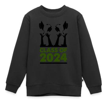 class of 2024 - Kids Premium Organic Sweatshirt - black - Front - AI Model Kid Female (0cm)