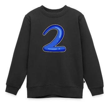 Two - 2 - Number Number - Kids Premium Organic Sweatshirt - black - Front - AI Model Kid Female (0cm)