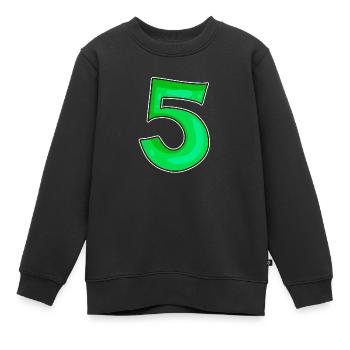 Number 5 Number Green - Kids Premium Organic Sweatshirt - black - Front - AI Model Kid Female (0cm)