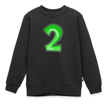 Two - 2 - Number Number - Kids Premium Organic Sweatshirt - black - Front - AI Model Kid Female (0cm)