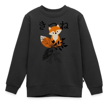 Chibi Fuchs Kitsune - Kinder Premium Organic Sweatshirt - Schwarz - Vorne - AI Model Kid Female (0cm)