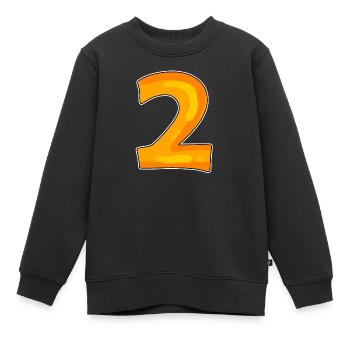 Two - 2 - Number Number - Kids Premium Organic Sweatshirt - black - Front - AI Model Kid Female (0cm)