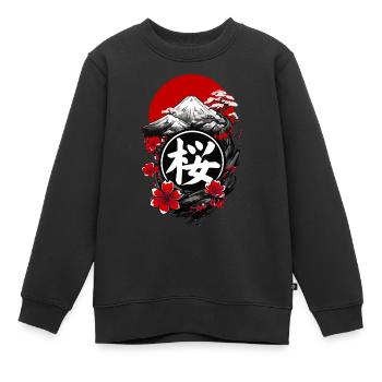 Cerisier japon en fleurs - Sweat Premium enfant bio - noir - Devant - AI Model Kid Female (0cm)