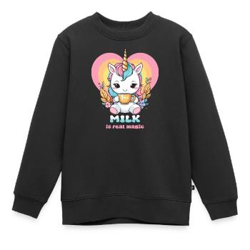 Licorne au lait sucré - Sweat Premium enfant bio - noir - Devant - AI Model Kid Female (0cm)