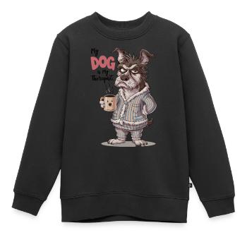 Mein Hund ist mein Therapeut Tierliebhaber - Kinder Premium Organic Sweatshirt - Schwarz - Vorne - AI Model Kid Female (0cm)