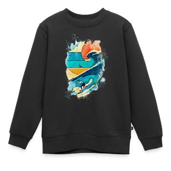 Surfer-Illustration auf der Welle - Fun Surf - Kinder Premium Organic Sweatshirt - Schwarz - Vorne - AI Model Kid Female (0cm)