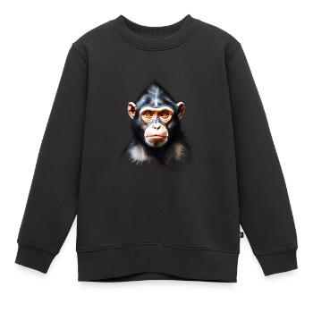 Affe Monkey V24 01 - Kinder Premium Organic Sweatshirt - Schwarz - Vorne - AI Model Kid Female (0cm)