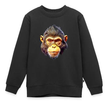 Affe V24 05 - Kinder Premium Organic Sweatshirt - Schwarz - Vorne - AI Model Kid Female (0cm)