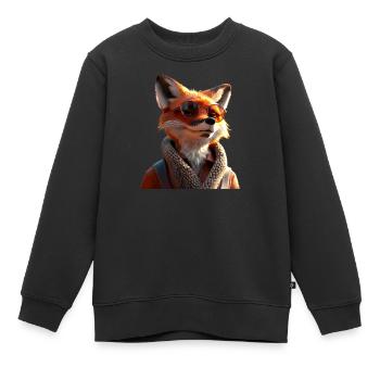 Renard J’aime les renards Renard roux Renard mignon sauvage - Sweat Premium enfant bio - noir - Devant - AI Model Kid Female (0cm)