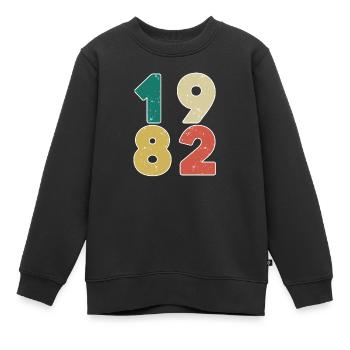 1982 - Jahrgang 1982 - Baujahr 1982 - Kinder Premium Organic Sweatshirt - Schwarz - Vorne - AI Model Kid Female (0cm)