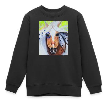 Free Spirit - Wildpferd - Kinder Premium Organic Sweatshirt - Schwarz - Vorne - AI Model Kid Female (0cm)