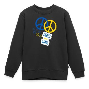 La paix pas la guerre (Jaune et Bleu) - Sweat Premium enfant bio - noir - Devant - AI Model Kid Female (0cm)