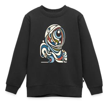 Farbenfroher Astro Style - Kinder Premium Organic Sweatshirt - Schwarz - Vorne - AI Model Kid Female (0cm)