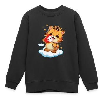 Chat - Heureux au paradis - Cats Heaven - Sweat Premium enfant bio - noir - Devant - AI Model Kid Female (0cm)